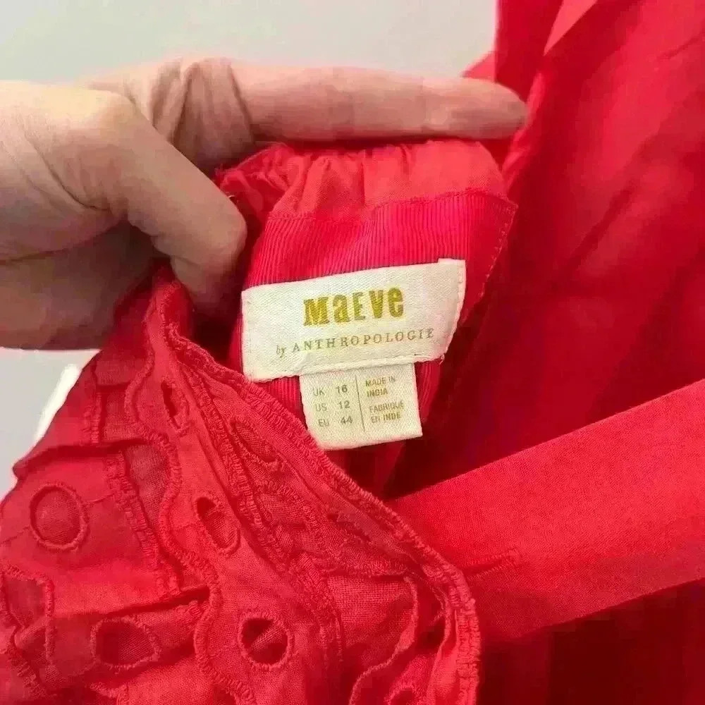 NEW Maeve Anthropologie Eyelet Midi Halter Coral Dress Sz 12 - Picture 5 of 7